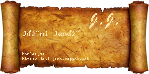 Jáni Jenő névjegykártya